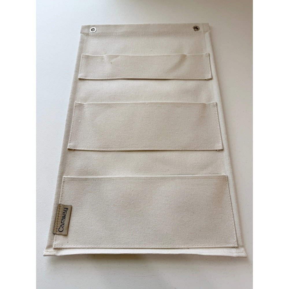 Caraway Canvas 3 Lid Holder Cream -Fits 1 Small, 1 Medium, 1 Large Lid  No hooks